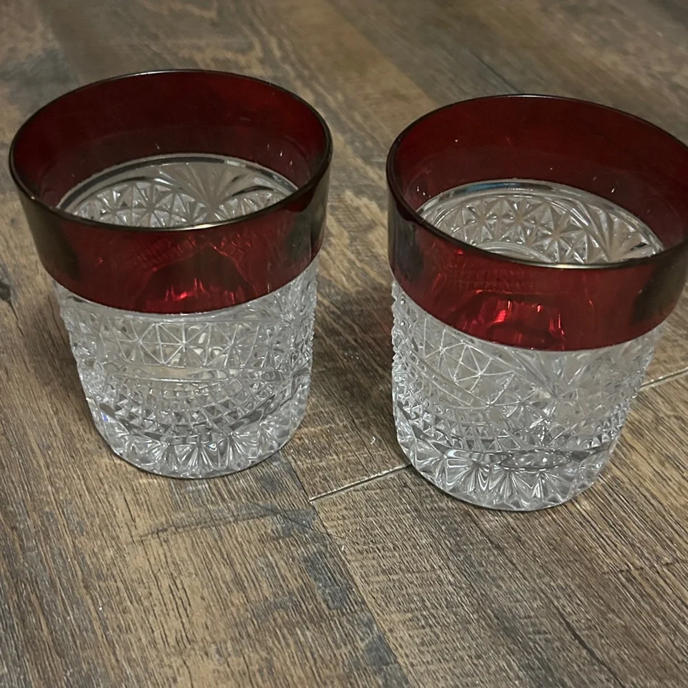 Luna Ruby Flashed CRYSTAL D'ADRIANA Ruby Red Set of 4 Glasses 8 Oz Old Fashioned